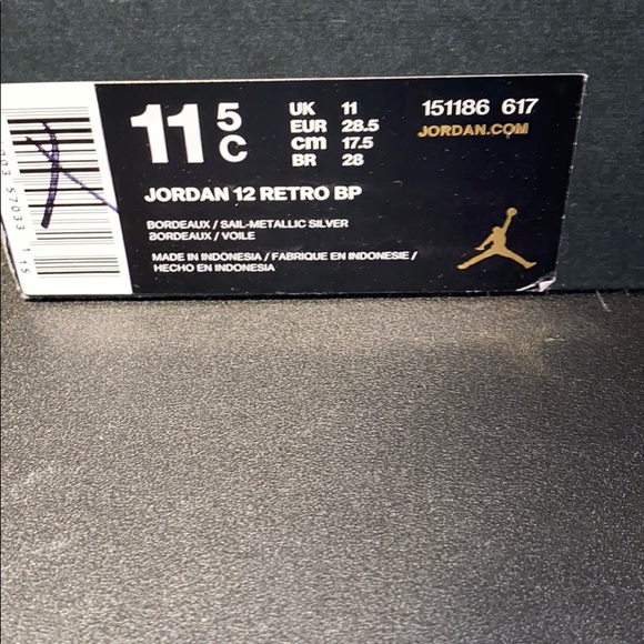 Gently used Retro 12 Bordeaux size 11C - Picture 6 of 6